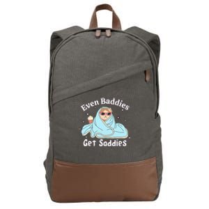 Even Baddies Get Saddies Funny Cat Sarcastic Cotton Canvas Backpack