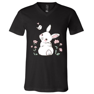 Easter Bunny Girl Ladies Easter Easter Gift V-Neck T-Shirt