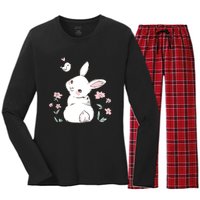 Easter Bunny Girl Ladies Easter Easter Gift Women's Long Sleeve Flannel Pajama Set 