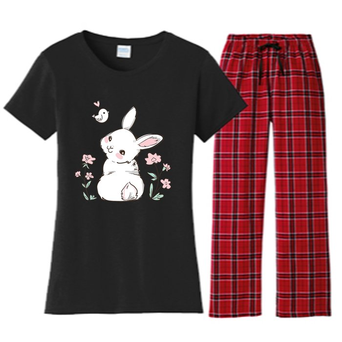 Easter Bunny Girl Ladies Easter Easter Gift Women's Flannel Pajama Set