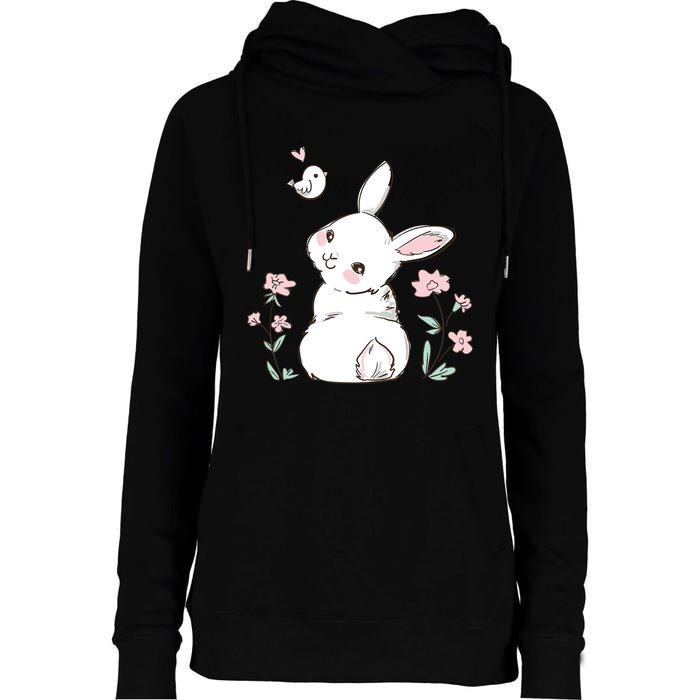 Easter Bunny Girl Ladies Easter Easter Gift Womens Funnel Neck Pullover Hood