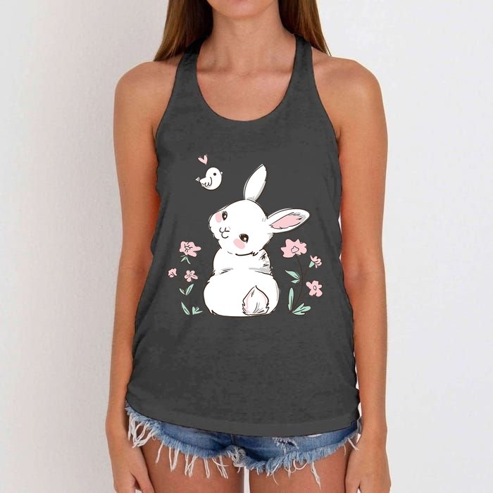 Easter Bunny Girl Ladies Easter Easter Gift Women's Knotted Racerback Tank