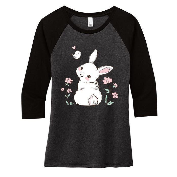 Easter Bunny Girl Ladies Easter Easter Gift Women's Tri-Blend 3/4-Sleeve Raglan Shirt