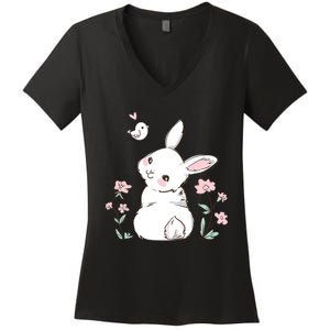 Easter Bunny Girl Ladies Easter Easter Gift Women's V-Neck T-Shirt