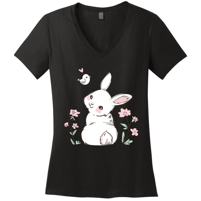 Easter Bunny Girl Ladies Easter Easter Gift Women's V-Neck T-Shirt