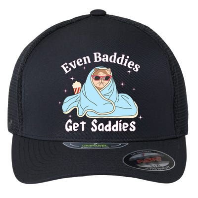 Even Baddies Get Saddies Funny Cat Sarcastic Meme Flexfit Unipanel Trucker Cap