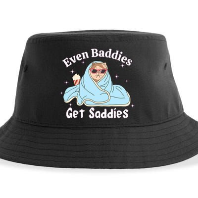 Even Baddies Get Saddies Funny Cat Sarcastic Meme Sustainable Bucket Hat