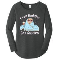 Even Baddies Get Saddies Funny Cat Sarcastic Meme Women's Perfect Tri Tunic Long Sleeve Shirt