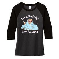 Even Baddies Get Saddies Funny Cat Sarcastic Meme Women's Tri-Blend 3/4-Sleeve Raglan Shirt