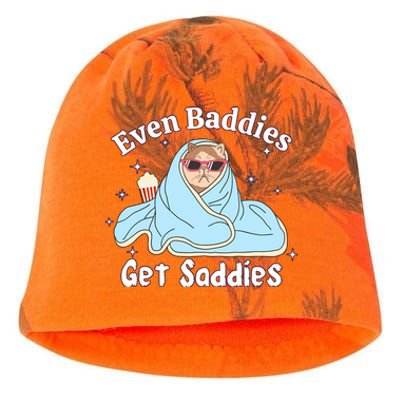 Even Baddies Get Saddies Funny Cat Sarcastic Meme Kati - Camo Knit Beanie