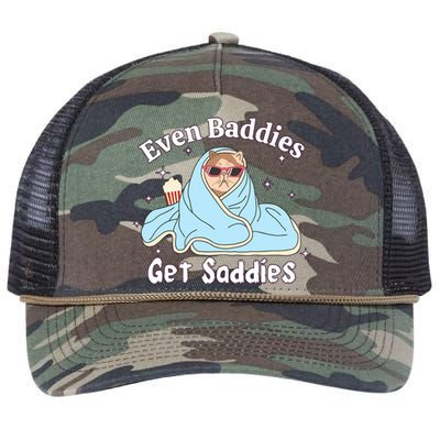 Even Baddies Get Saddies Funny Cat Sarcastic Meme Retro Rope Trucker Hat Cap