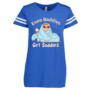 Even Baddies Get Saddies Funny Cat Sarcastic Meme Enza Ladies Jersey Football T-Shirt