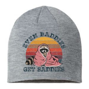 Even Baddies Get Saddies Anxiety Raccoon Face Raccoon Meme Sustainable Beanie