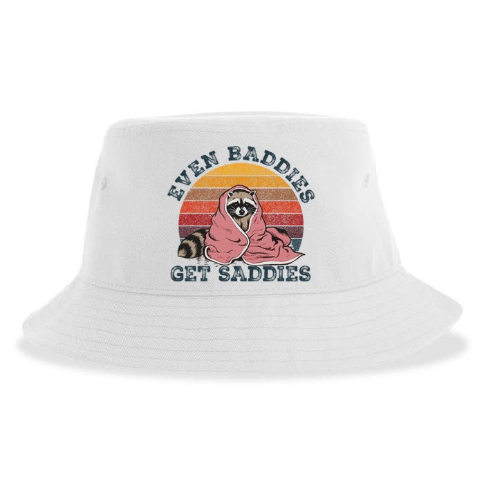 Even Baddies Get Saddies Anxiety Raccoon Face Raccoon Meme Sustainable Bucket Hat