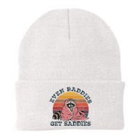 Even Baddies Get Saddies Anxiety Raccoon Face Raccoon Meme Knit Cap Winter Beanie