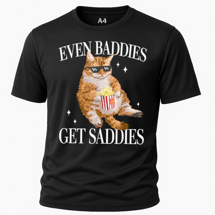 Even Baddies Get Saddies Funny Cat Meme Cooling Performance Crew T-Shirt