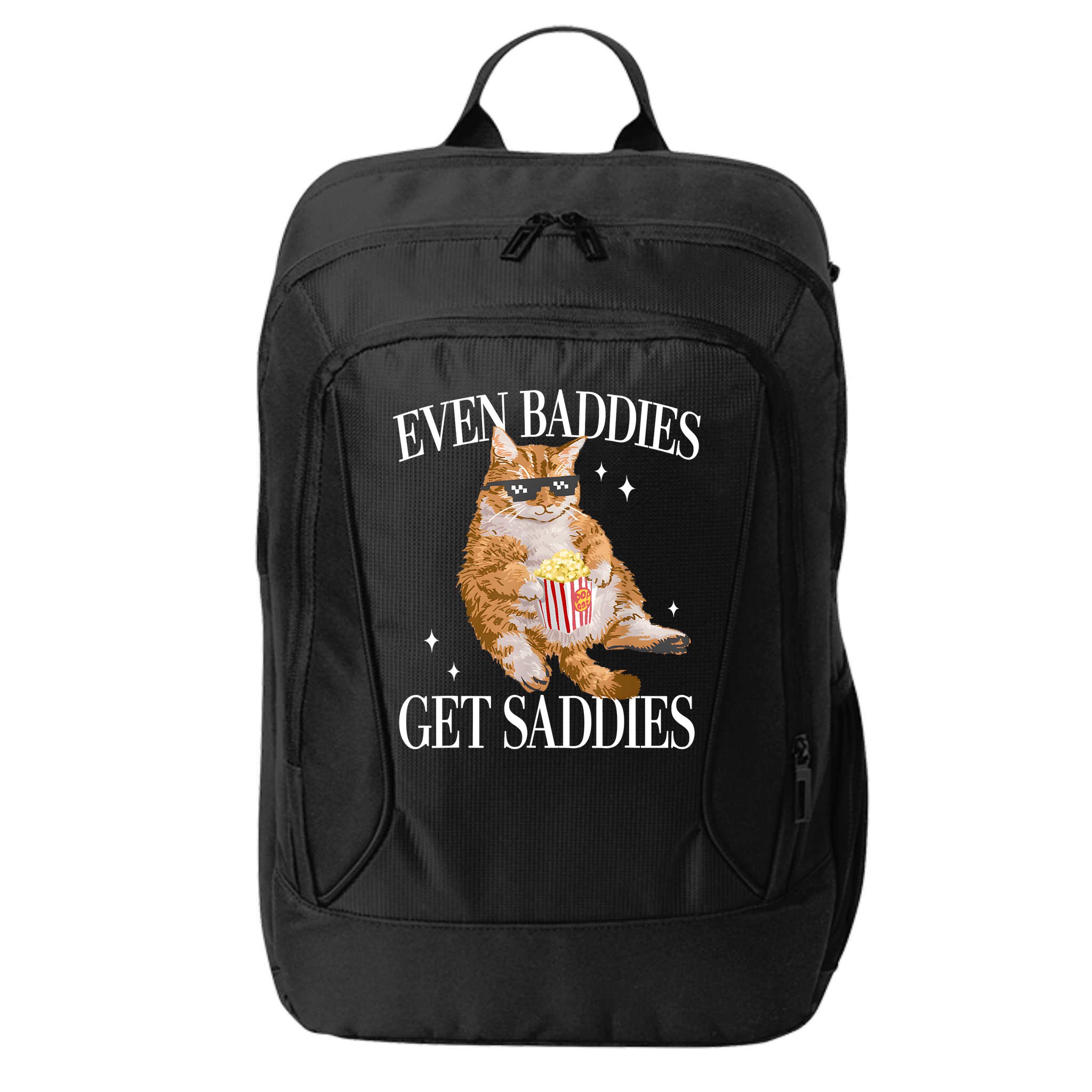 Even Baddies Get Saddies Funny Cat Meme City Backpack