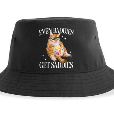 Even Baddies Get Saddies Funny Cat Meme Sustainable Bucket Hat