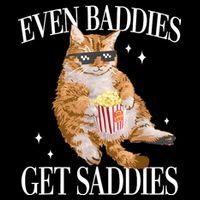 Even Baddies Get Saddies Funny Cat Meme Drawstring Bag