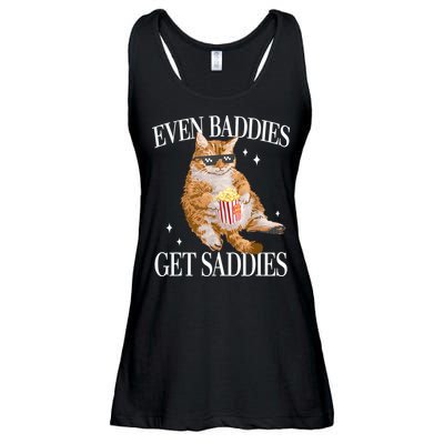 Even Baddies Get Saddies Funny Cat Meme Ladies Essential Flowy Tank