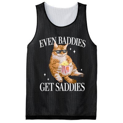 Even Baddies Get Saddies Funny Cat Meme Mesh Reversible Basketball Jersey Tank