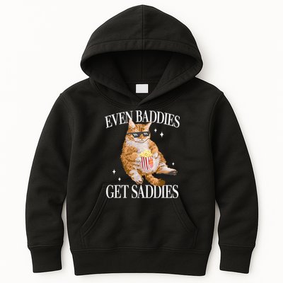 Even Baddies Get Saddies Funny Cat Meme Kids Hoodie