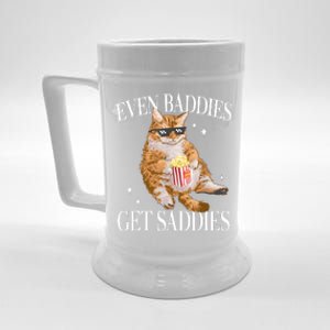 Even Baddies Get Saddies Funny Cat Meme Beer Stein