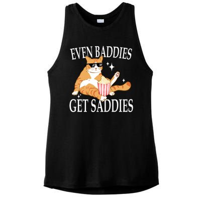 Even Baddies Get Saddies Funny Ladies PosiCharge Tri-Blend Wicking Tank