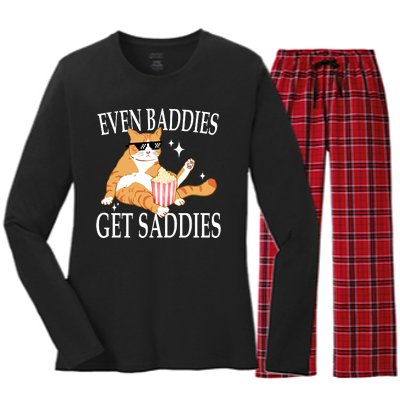 Even Baddies Get Saddies Funny Women's Long Sleeve Flannel Pajama Set 