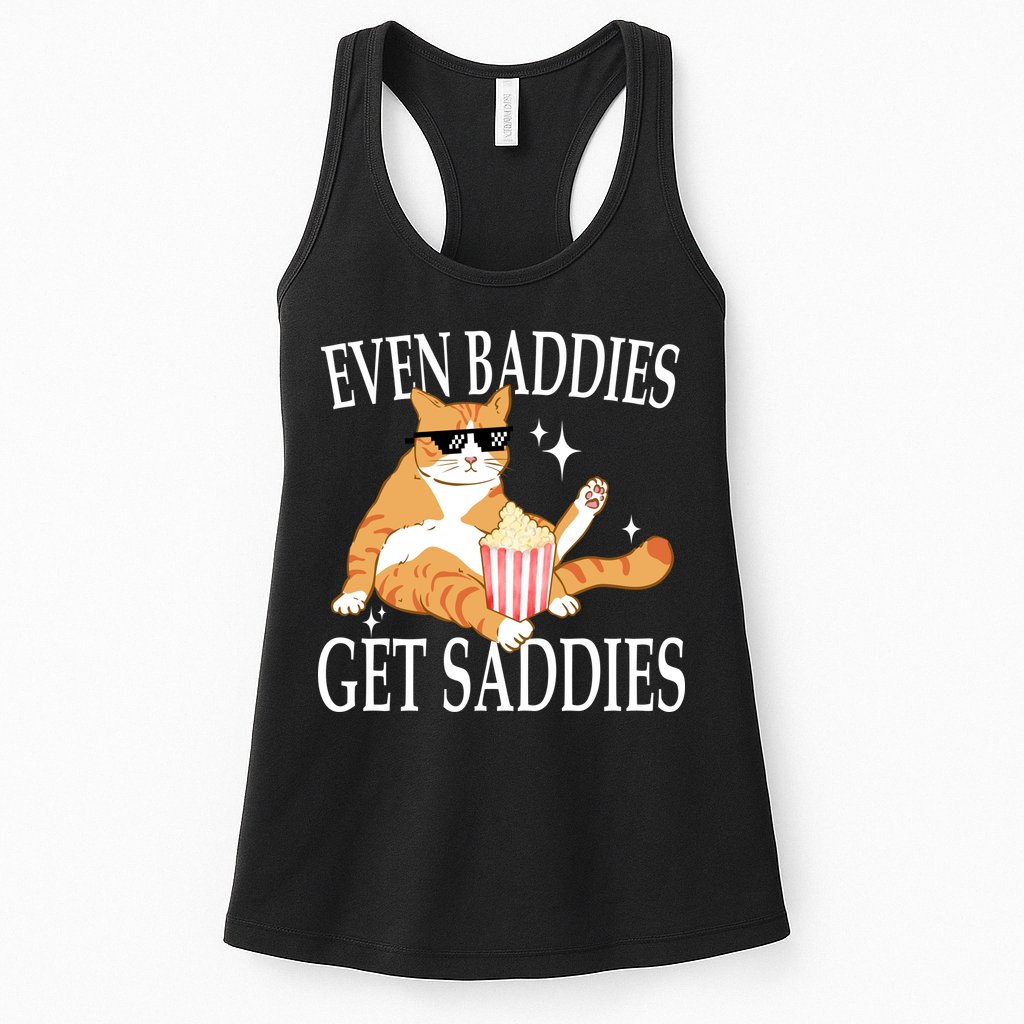 Even Baddies Get Saddies Funny Womens Tank Top