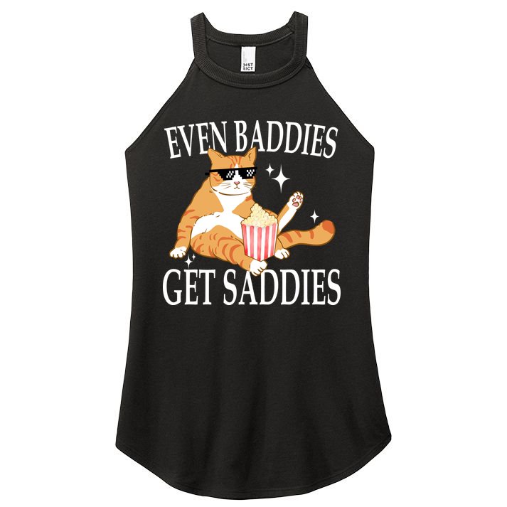 Even Baddies Get Saddies Funny Women's Perfect Tri Rocker Tank