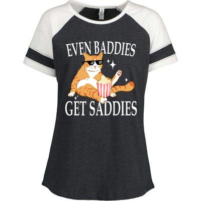 Even Baddies Get Saddies Funny Enza Ladies Jersey Colorblock Tee