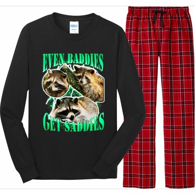 Even Baddies Get Saddies Racoon Long Sleeve Pajama Set