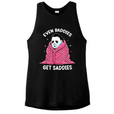 Even Baddies Get Saddies Raccoon Funny Oddly Specific Meme Ladies PosiCharge Tri-Blend Wicking Tank