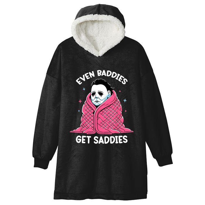 Even Baddies Get Saddies Raccoon Funny Oddly Specific Meme Hooded Wearable Blanket