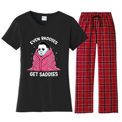 Even Baddies Get Saddies Raccoon Funny Oddly Specific Meme Women's Flannel Pajama Set