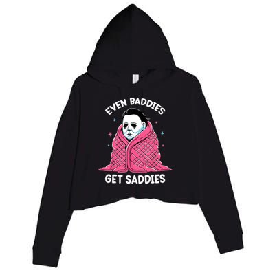 Even Baddies Get Saddies Raccoon Funny Oddly Specific Meme Crop Fleece Hoodie