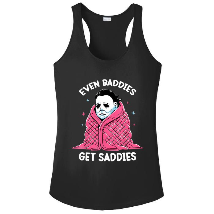 Even Baddies Get Saddies Raccoon Funny Oddly Specific Meme Ladies PosiCharge Competitor Racerback Tank