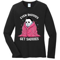 Even Baddies Get Saddies Raccoon Funny Oddly Specific Meme Ladies Long Sleeve Shirt