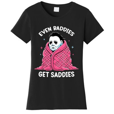 Even Baddies Get Saddies Raccoon Funny Oddly Specific Meme Women's T-Shirt