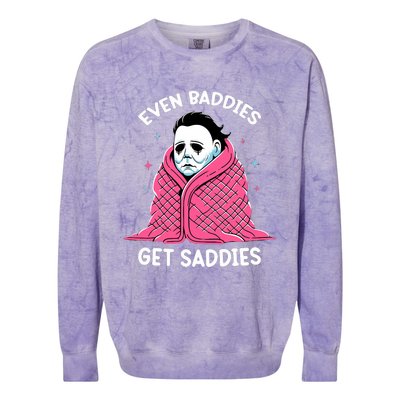 Even Baddies Get Saddies Raccoon Funny Oddly Specific Meme Colorblast Crewneck Sweatshirt