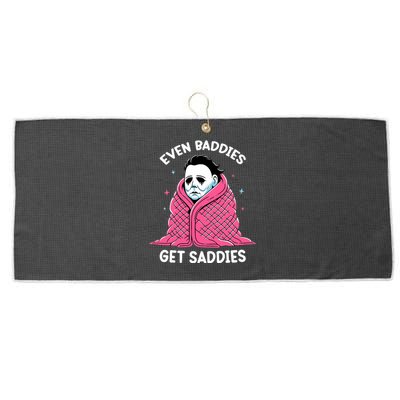 Even Baddies Get Saddies Raccoon Funny Oddly Specific Meme Large Microfiber Waffle Golf Towel