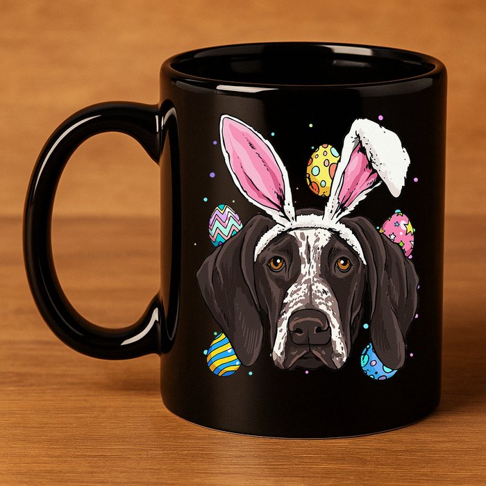 Easter Bunny German Shorthaired Pointer GSP Puppy Dog Lover 11oz C Handle Ceramic Mug