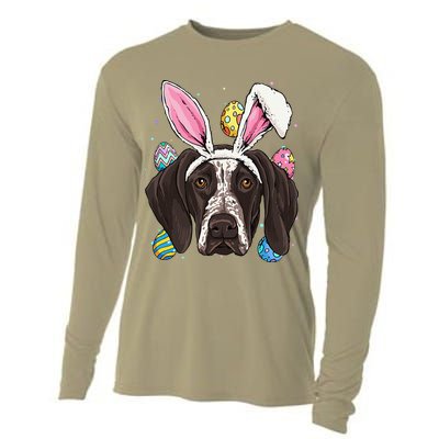 Easter Bunny German Shorthaired Pointer GSP Puppy Dog Lover Cooling Performance Long Sleeve Crew