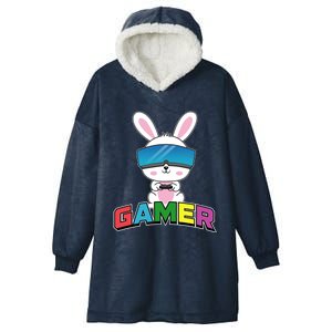 Easter Bunny Gamer Rabbit Easter Day Gaming Gift Hooded Wearable Blanket