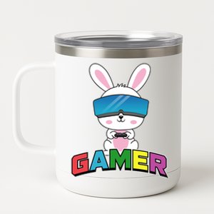 Easter Bunny Gamer Rabbit Easter Day Gaming Gift 12 oz Stainless Steel Tumbler Cup