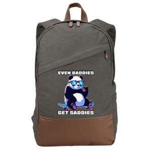 Even Baddies Get Saddies Funny Meme Cute Panda Cotton Canvas Backpack