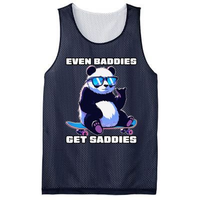 Even Baddies Get Saddies Funny Meme Cute Panda Mesh Reversible Basketball Jersey Tank