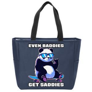 Even Baddies Get Saddies Funny Meme Cute Panda Zip Tote Bag