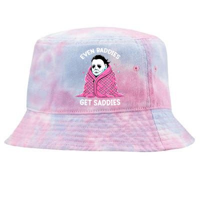 Even Baddies Get Saddies Raccoon Funny Oddly Specific Meme Tie-Dyed Bucket Hat